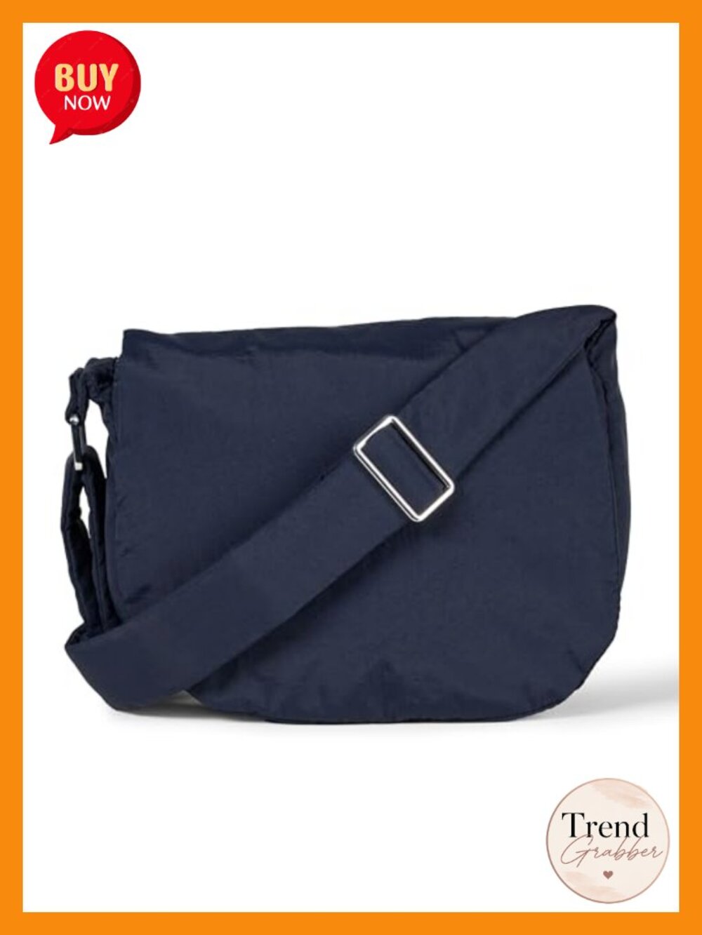Women's Nylon Adjustable Crossbody Flap Bag with Zipper Closure